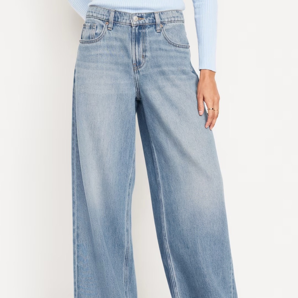 Old Navy Light Blue Drapey Denim Wide Leg Jeans NWOT 16 P S